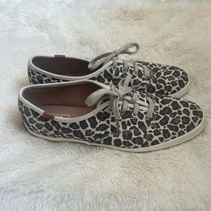 Keds women classic champion in animal tan multi print canvas lace sneakers - 8